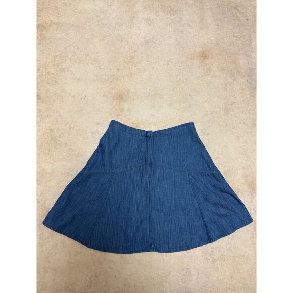 Madewell Linen Blend Blue Denim Jean Skirt Size 0 Zip Closure A-line Zipper - Picture 4 of 11